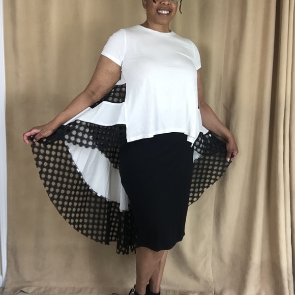 NWT WHY DRESS Hi Lo Top Black/White Size Small - Picture 2 of 15